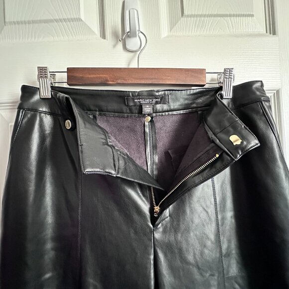 Marc New York by Andrew Marc Womens Sz 10 Black Faux Leather Pants Straight Leg - Picture 6 of 9